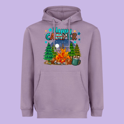 Happy Camper Heavyweight Hoodie Designed By Maliassmallbusiness