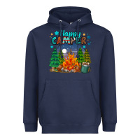 Navy happy camper Heavyweight Hoodie - MaliasSmallBusiness