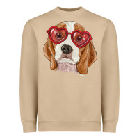 Mushroom Beagle with love glasses Heavyweight Sweatshirt - RanaPortraitStore