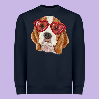 Heavyweight Sweatshirt Beagle with love glasses