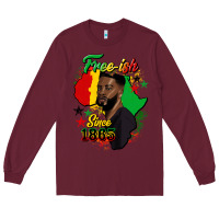Burgundy free ish since 1865 black man Long Sleeve Tee - HRA Design Shop