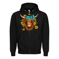 Black sunflower long haired cow Zipper Hoodie - Jasminsmagicworld