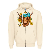 Sandshell sunflower long haired cow Zipper Hoodie - Jasminsmagicworld