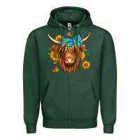 Sports Green sunflower long haired cow Zipper Hoodie - Jasminsmagicworld