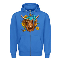 True Royal sunflower long haired cow Zipper Hoodie - Jasminsmagicworld