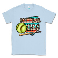 Dusty Blue softball life Classic Tee - CowhideDigitalArt