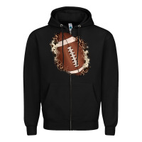 Football Cowhide Leopard Patch Zipper Hoodie | Teevron