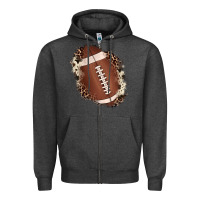 Charcoal Heather football cowhide leopard patch Zipper Hoodie - JahusDesignShop