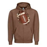 Chestnut football cowhide leopard patch Zipper Hoodie - JahusDesignShop