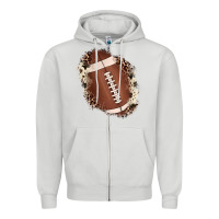 Dove Grey football cowhide leopard patch Zipper Hoodie - JahusDesignShop