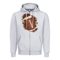 Heather Grey football cowhide leopard patch Zipper Hoodie - JahusDesignShop