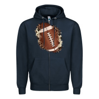 Navy football cowhide leopard patch Zipper Hoodie - JahusDesignShop