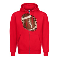 Red football cowhide leopard patch Zipper Hoodie - JahusDesignShop