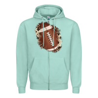 Seafoam football cowhide leopard patch Zipper Hoodie - JahusDesignShop