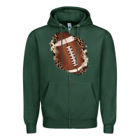 Sports Green football cowhide leopard patch Zipper Hoodie - JahusDesignShop