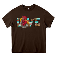Chocolate Brown love rooster head Heavy Core Tee - LillyAllenDesigns