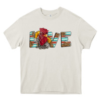Cream love rooster head Heavy Core Tee - LillyAllenDesigns