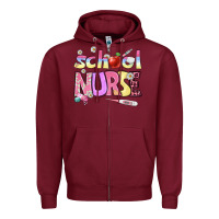 Burgundy school nurse Zipper Hoodie - BundleAndBundleShop