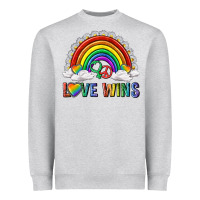 Heather Grey love wins with daisy and heart Heavyweight Sweatshirt - texasbilliewilder