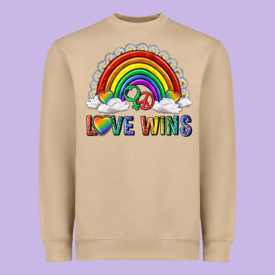 Heavyweight Sweatshirt love wins with daisy and heart