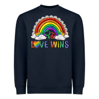 Navy love wins with daisy and heart Heavyweight Sweatshirt - texasbilliewilder