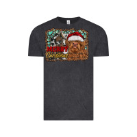 Vintage Black merry Christmas highland cow Vintage Tee - RanaPortraitStore