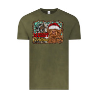 Vintage Olive merry Christmas highland cow Vintage Tee - RanaPortraitStore