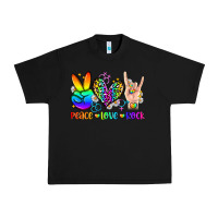 Black peace love rock Urban Heavy Tee - Zillion Design Studio