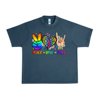 Midnight Navy peace love rock Urban Heavy Tee - Zillion Design Studio