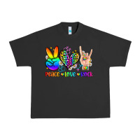 Pigment Black peace love rock Urban Heavy Tee - Zillion Design Studio