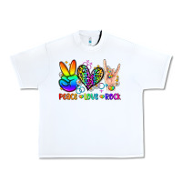 White peace love rock Urban Heavy Tee - Zillion Design Studio
