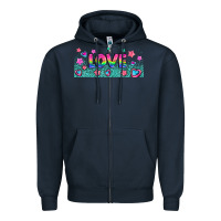 Navy lgbt love with hearts and stars Zipper Hoodie - AdoDesignShop