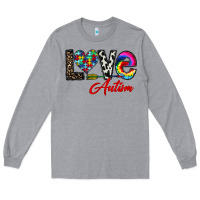 Heather Grey love autism Long Sleeve Tee - CowhideDigitalArt