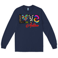 Navy love autism Long Sleeve Tee - CowhideDigitalArt