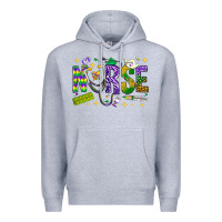 Heather Grey Mardi Gras nurse Premium Hoodie - BundleAndBundleShop