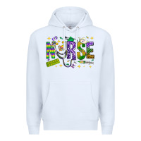 White Mardi Gras nurse Premium Hoodie - BundleAndBundleShop