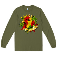 Army Green juneteenth sunflower Long Sleeve Tee - HRA Design Shop