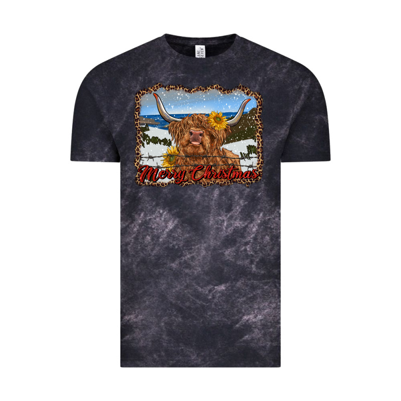 Merry Christmas Highland Cow With Farm Vintage Tee by RanaPortraitStore | Teevron