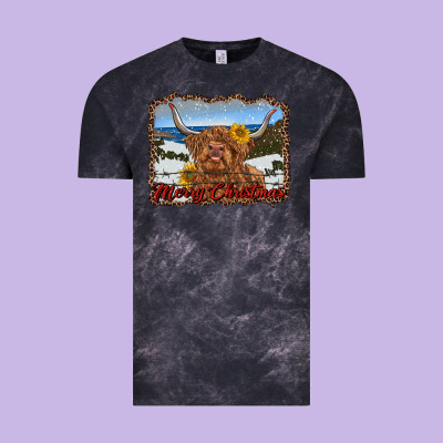 Merry Christmas Highland Cow With Farm Vintage Tee Designed By Ranaportraitstore