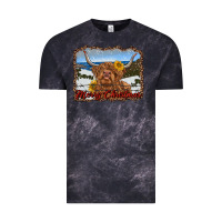 Cloud Black merry christmas highland cow with farm Vintage Tee - RanaPortraitStore