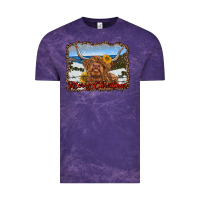Cloud Purple merry christmas highland cow with farm Vintage Tee - RanaPortraitStore