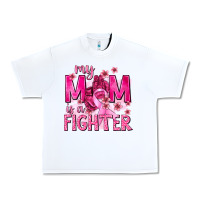 White My Mom Is a Fighter with Ribbon Urban Heavy Tee - texasbilliewilder
