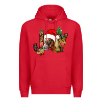 Red joy christmas with horse bbs Premium Hoodie - BundleAndBundleShop