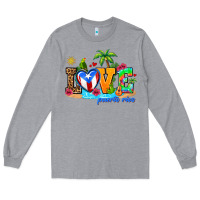 Heather Grey love puerto rico Long Sleeve Tee - AdoDesignShop