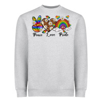 Heather Grey peace love pride Heavyweight Sweatshirt - texasbilliewilder