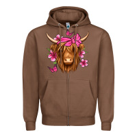 Chestnut floral pink bandana longhaired cow Zipper Hoodie - Jasminsmagicworld