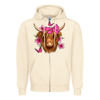 Sandshell floral pink bandana longhaired cow Zipper Hoodie - Jasminsmagicworld