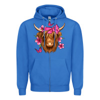 True Royal floral pink bandana longhaired cow Zipper Hoodie - Jasminsmagicworld