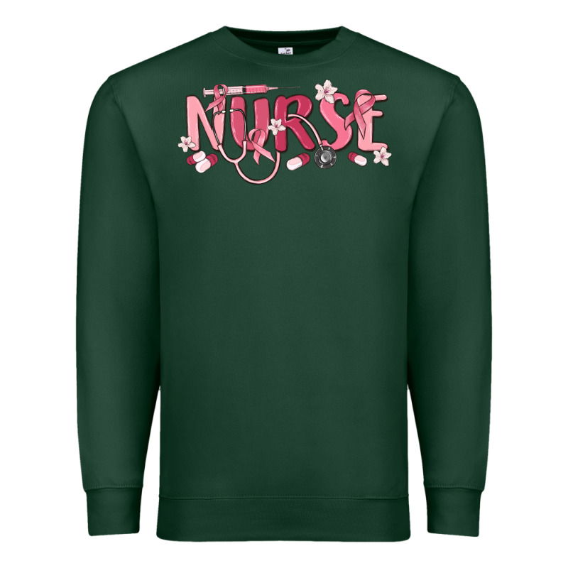 Nurse Breast Cancer Awareness Premium Sweatshirt by MaliasSmallBusiness | Teevron