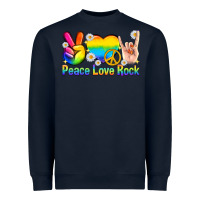 Navy peace love rock pride Heavyweight Sweatshirt - texasbilliewilder